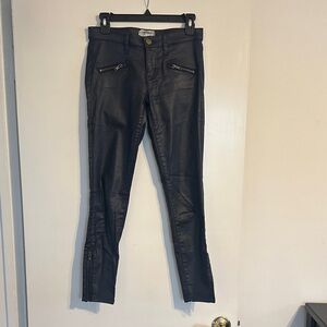 Navy Faux Leather Pants